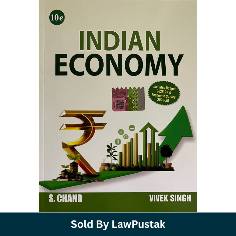 S. Chand Indian Economy 10th Edition Reference Book by Vivek Singh Paperback Cover showing Rupee Symbol and growth graph.