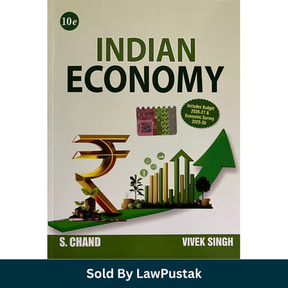 S. Chand Indian Economy 10th Edition Reference Book by Vivek Singh Paperback Cover showing Rupee Symbol and growth graph.