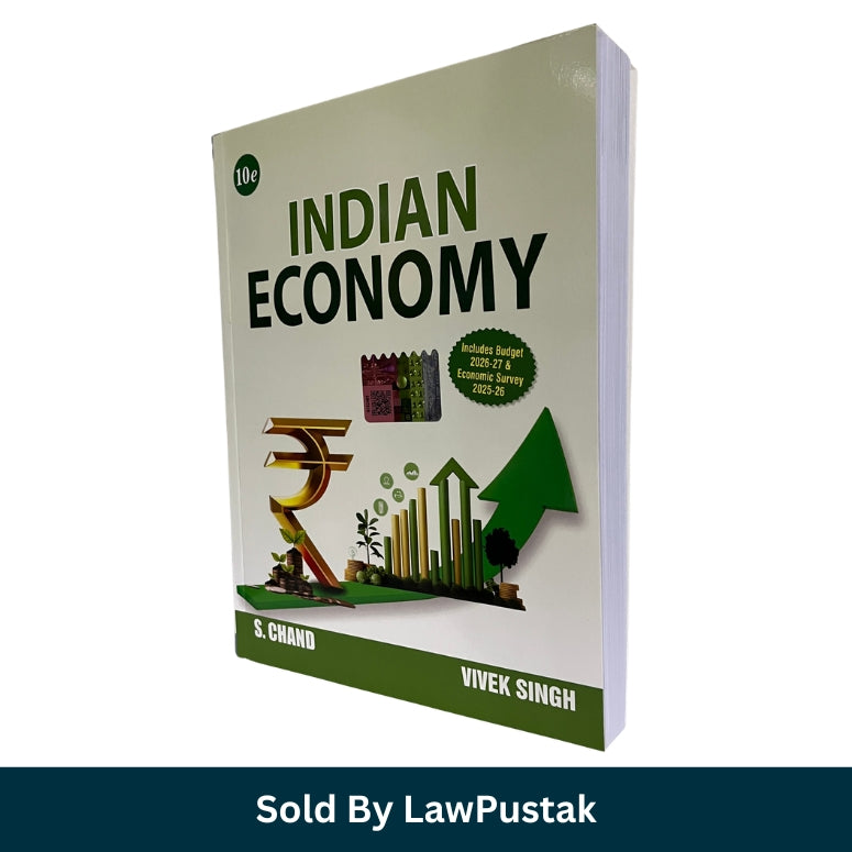 S. Chand Indian Economy 10th Edition Reference Book by Vivek Singh Paperback Cover showing Rupee Symbol and growth graph.