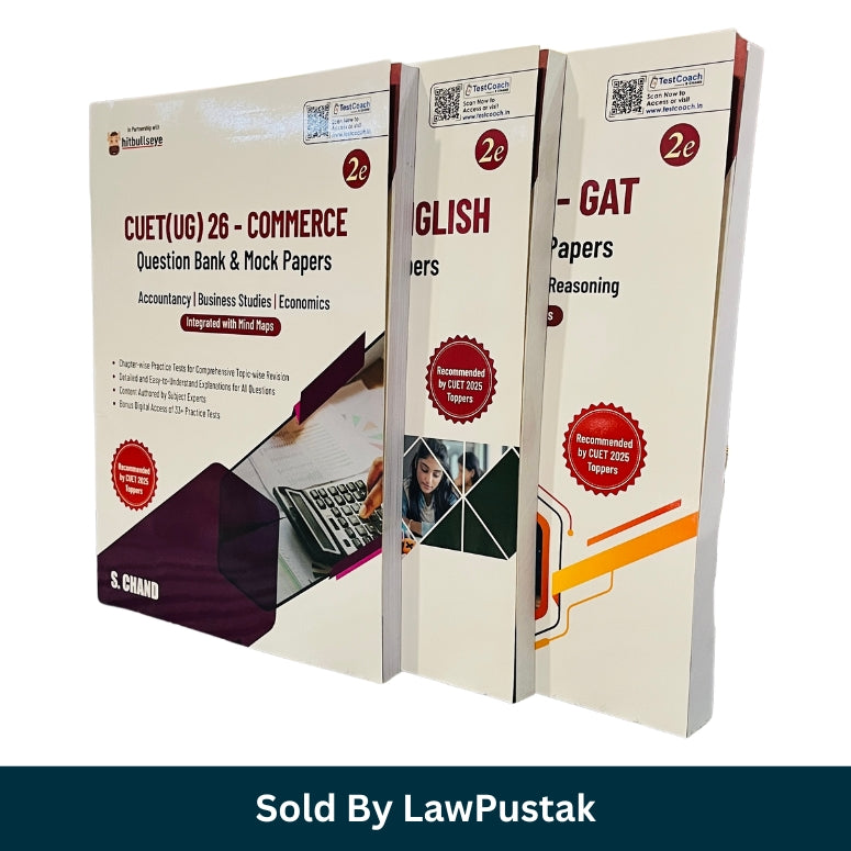 CUET UG 2026 preparation combo set of three paperback books published by S Chand for Commerce, English, and General Test (GAT) featuring concept banks, mock papers, and integrated mind maps.