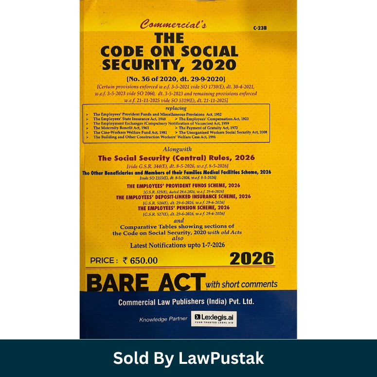 Commercial The Code on Social Security 2020 Bare Act with Short Comments 2026 Edition Paperback