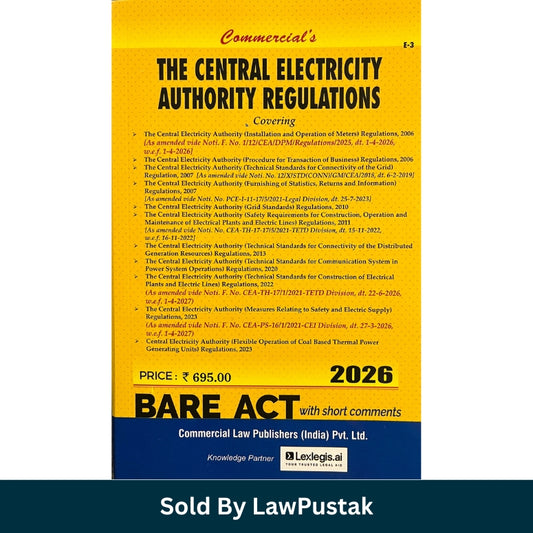 The Central Electricity Authority Regulations 2026 Bare Act with Short Comments Paperback Commercial Law Publishers India Electricity Law Book