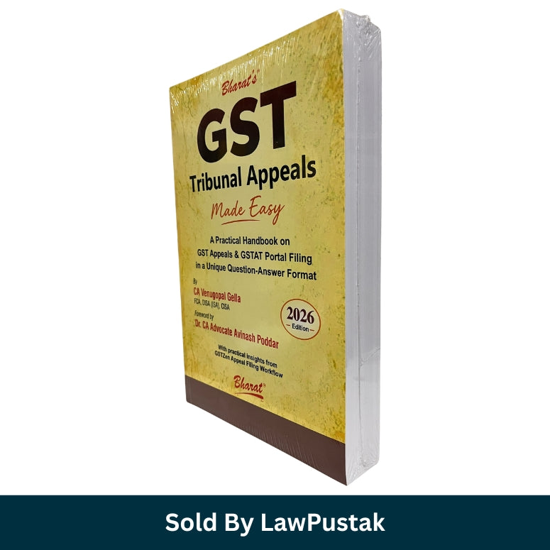 Bharat's GST Tribunal Appeals Made Easy book cover, featuring a textured yellow-gold background with black and red text, and a dark brown band at the bottom. A dark teal banner at the bottom of the image reads 'Sold By LawPustak'.