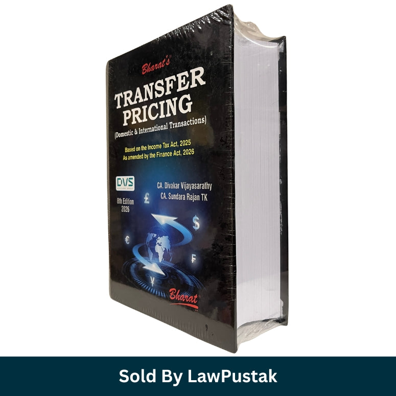 Front Cover: Bharat Transfer Pricing Domestic and International Transactions 8th Edition 2026 by CA Divakar Vijayasarathy Spine / Angle View: Hardcover side view of Bharat Transfer Pricing Domestic and International Transactions book 2026 edition