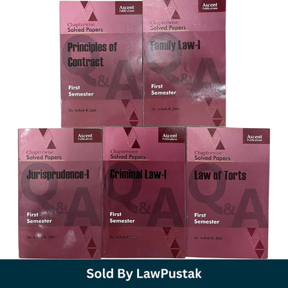 Chapterwise Solved Papers LL.B. First Semester 5 Book Combo by Dr. Ashok K. Jain | Ascent Publications | Contract Family Law Criminal Law Jurisprudence Torts | Best Law Book India 2026