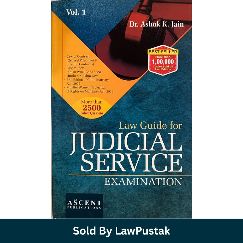 Front Cover: Ascent Law Guide for Judicial Service Examination Vol 1 by Dr Ashok K Jain 2025-26 Edition Spine / Angle View: Side angle view of Ascent Law Guide for Judicial Service Examination Vol 1 Paperback Book