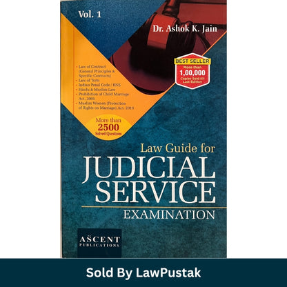 Front Cover: Ascent Law Guide for Judicial Service Examination Vol 1 by Dr Ashok K Jain 2025-26 Edition Spine / Angle View: Side angle view of Ascent Law Guide for Judicial Service Examination Vol 1 Paperback Book