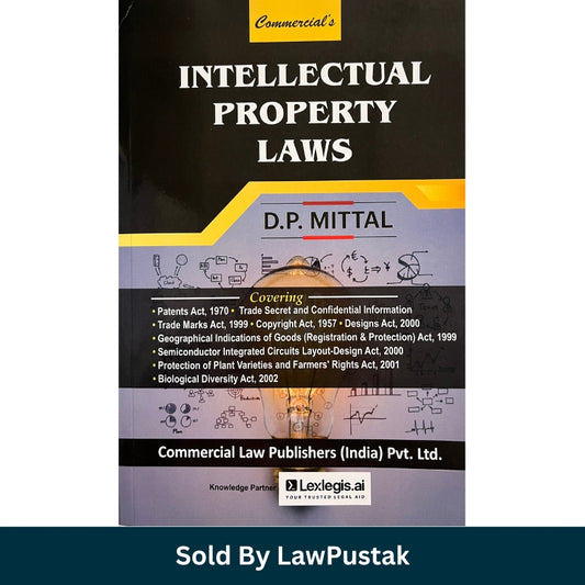 Front Cover: Commercial Intellectual Property Laws Book by DP Mittal 2026 Edition Spine / Angle View: Side angle view of Commercial Intellectual Property Laws Paperback Book by DP Mittal