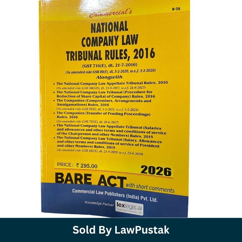 National Company Law Tribunal Rules 2016 Bare Act 2026 India with short comments by Commercial Law Publishers NCLT Rules 2016 2026 Bare Act India company law tribunal procedure book