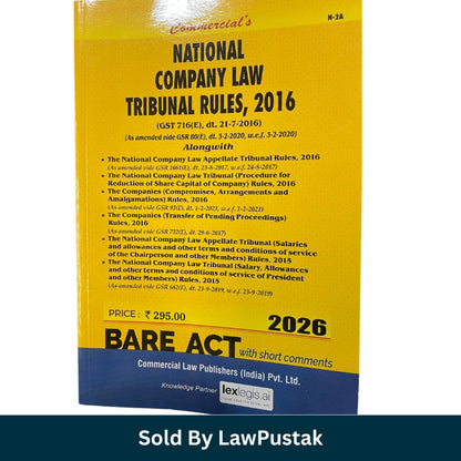 National Company Law Tribunal Rules 2016 Bare Act 2026 India with short comments by Commercial Law Publishers NCLT Rules 2016 2026 Bare Act India company law tribunal procedure book