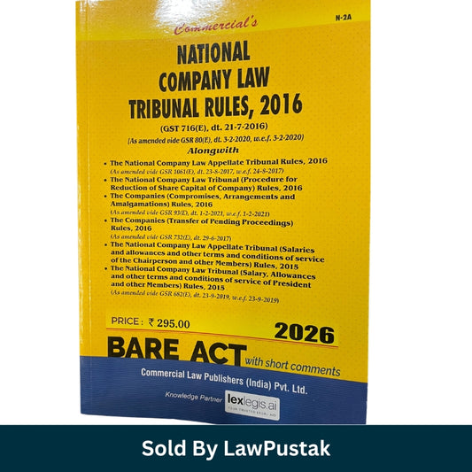 National Company Law Tribunal Rules 2016 Bare Act 2026 India with short comments by Commercial Law Publishers NCLT Rules 2016 2026 Bare Act India company law tribunal procedure book