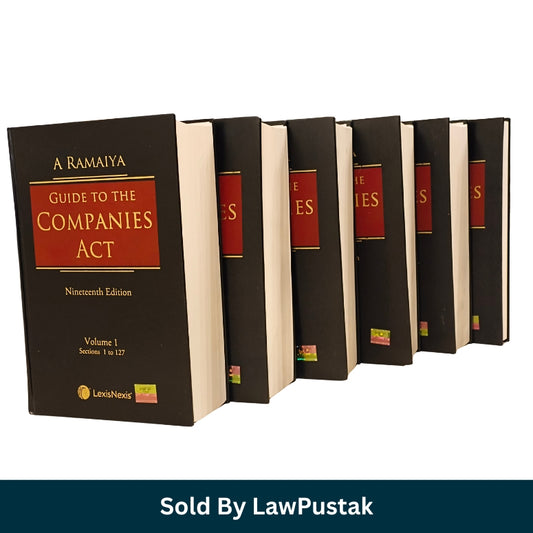 Front cover view of A Ramaiya Guide to the Companies Act 19th Edition 6 Volumes Set published by LexisNexis  
Side spine angle view of Hardcover 6 Volume Set A Ramaiya Guide to the Companies Act 19th Edition LexisNexis