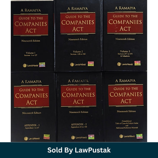 Front cover view of A Ramaiya Guide to the Companies Act 19th Edition 6 Volumes Set published by LexisNexis  
Side spine angle view of Hardcover 6 Volume Set A Ramaiya Guide to the Companies Act 19th Edition LexisNexis