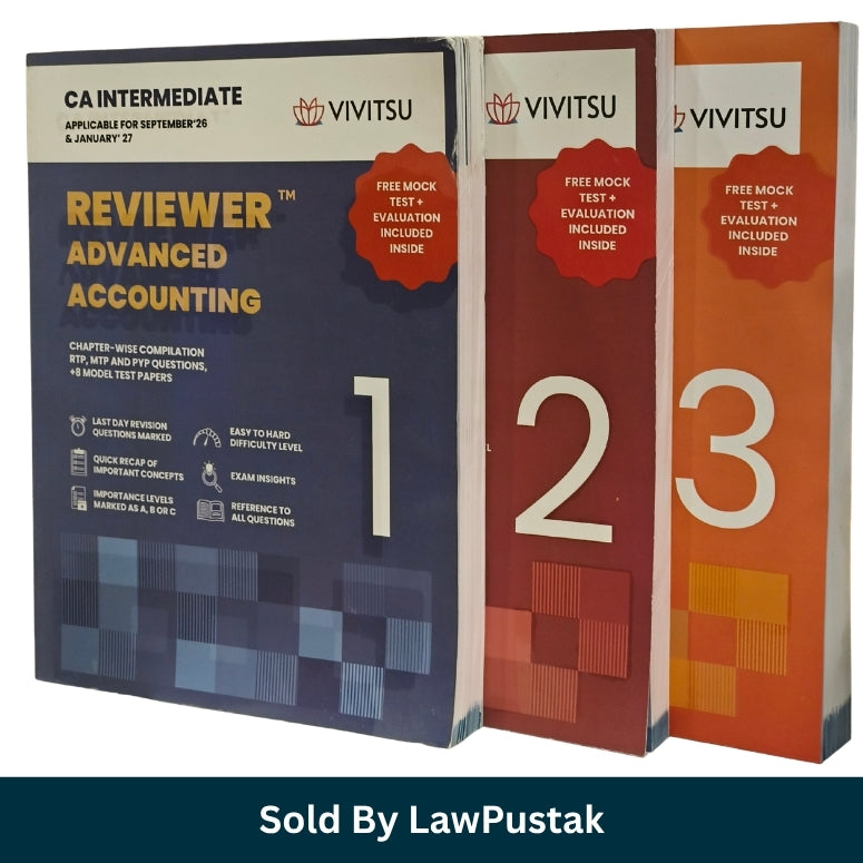 CA Intermediate Reviewer Group 1 Book Set Advanced Accounting Law Taxation Vivitsu Latest Edition 2026 Side angle view of Vivitsu CA Intermediate Group 1 Paperback Reviewer Books 2026