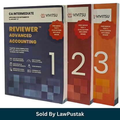 CA Intermediate Reviewer Group 1 Book Set Advanced Accounting Law Taxation Vivitsu Latest Edition 2026 Side angle view of Vivitsu CA Intermediate Group 1 Paperback Reviewer Books 2026