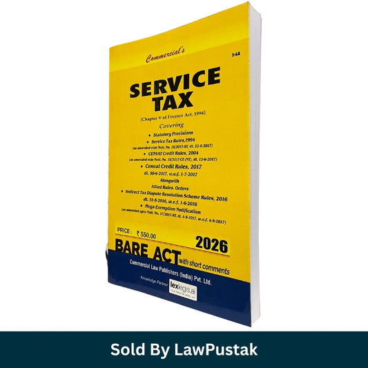 Commercial Service Tax Bare Act with Short Comments 2026 Edition Chapter V Finance Act 1994 Law Pustak Spine view of Commercial Service Tax Bare Act 2026 Paperback edition by Commercial Law Publishers