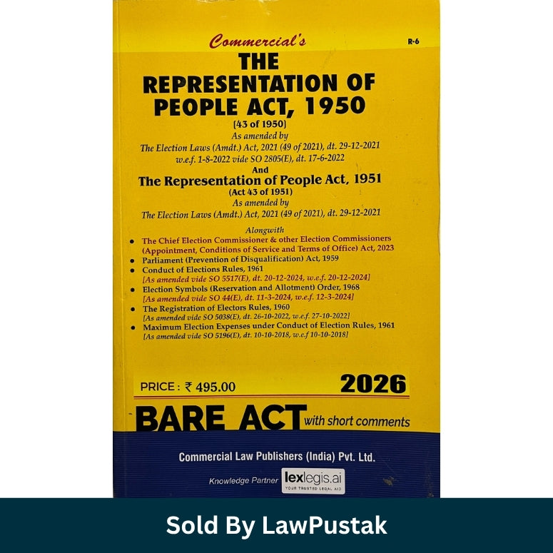 The Representation of People Act 1950 and 1951 Bare Act 2026 Edition Commercial Law Publishers Law Pustak