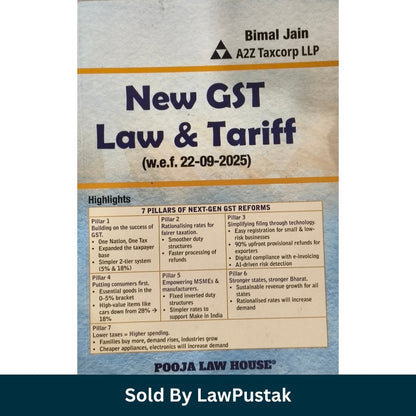 A book or booklet cover titled 'New GST Law & Tariff (w.e.