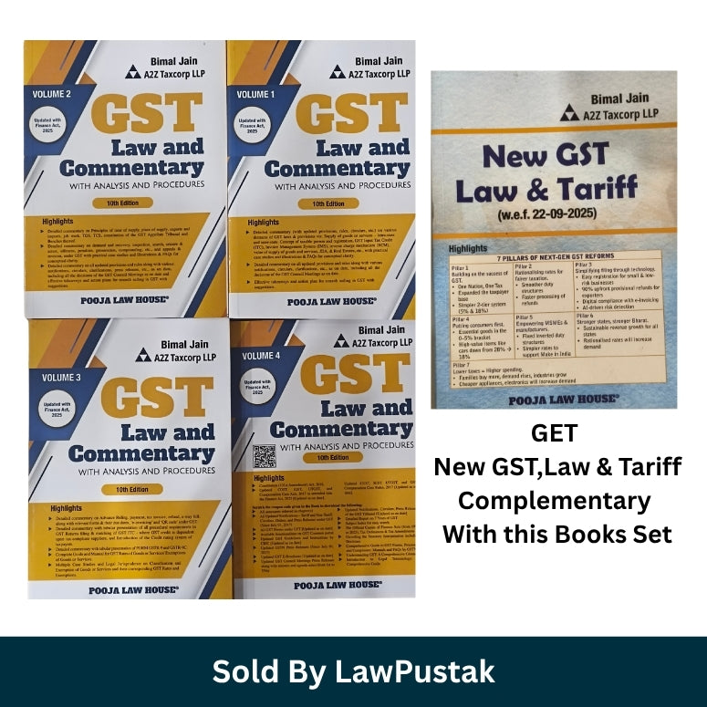 GST Law and Commentary 10th Edition Bimal Jain 4 Volumes Set Pooja Law House Law Pustak New GST Law and Tariff Complementary Booklet Bimal Jain Pooja Law House