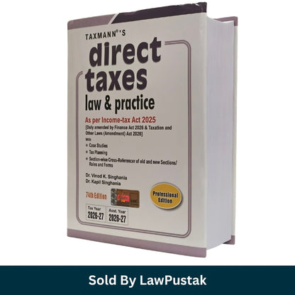 Taxmann Direct Taxes Law and Practice 74th Edition 2026 27 by Dr Vinod K Singhania Law Pustak Spine view of Taxmann Direct Taxes Law and Practice Hardcover edition by Dr Vinod K Singhania