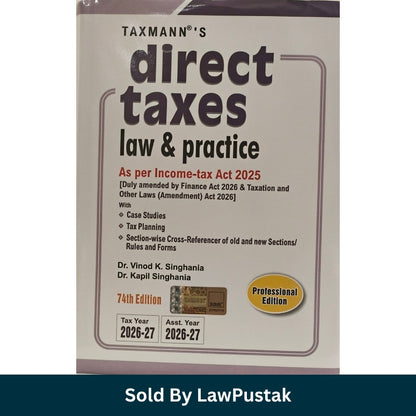 Taxmann Direct Taxes Law and Practice 74th Edition 2026 27 by Dr Vinod K Singhania Law Pustak Spine view of Taxmann Direct Taxes Law and Practice Hardcover edition by Dr Vinod K Singhania
