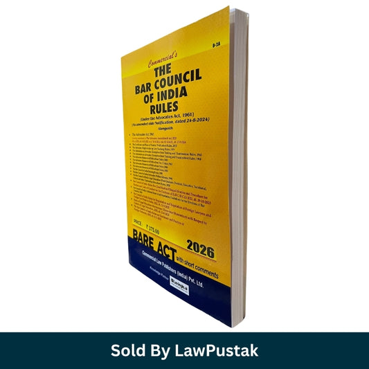 Bar Council of India Rules Bare Act 2026 Commercial Law Publishers India Side profile view of Bar Council of India Rules Bare Act 2026 Paperback Book