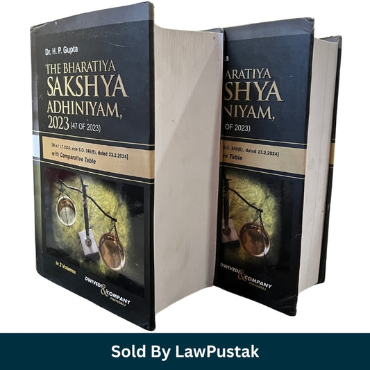 Dwivedi and Company The Bharatiya Sakshya Adhiniyam 2023 2 Volumes Set by Dr HP Gupta Hardcover Front and Angle View.