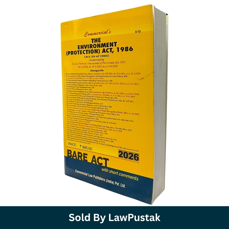 Environment Protection Act 1986 Bare Act Commercial Law Publishers 2026 Edition Side angle view of Environment Protection Act 1986 Bare Act Paperback Book 2026