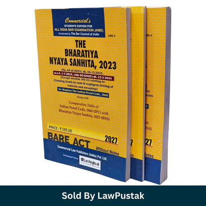 Commercial New Criminal Laws Bare Acts Set BNS 2023 BNSS 2023 BSA 2023 Without Notes Commercial Law Publishers Paperback 