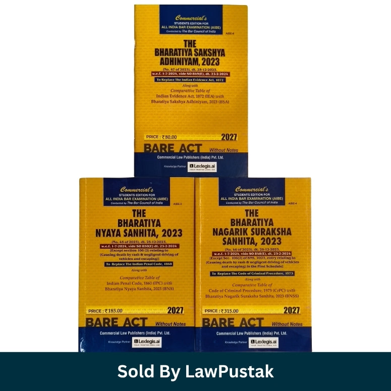 Commercial New Criminal Laws Bare Acts Set BNS 2023 BNSS 2023 BSA 2023 Without Notes Commercial Law Publishers Paperback 