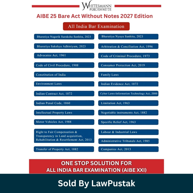 Whitesmanns AIBE 25 Bare Act Without Notes 2027 Edition Subject Index Chart
