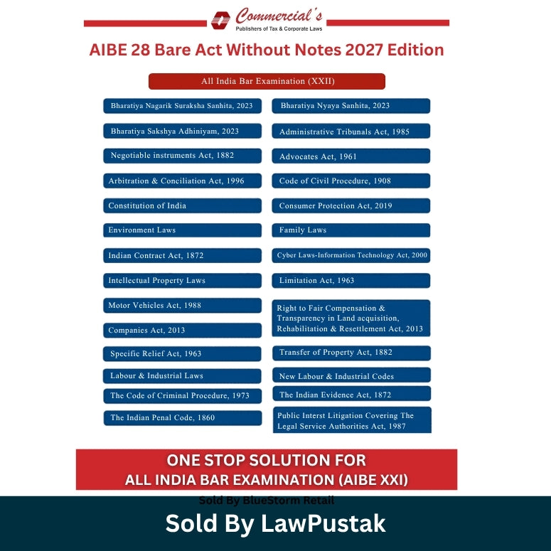 Commercials AIBE 28 Bare Act Without Notes 2027 Edition Set with Solved book Papers 