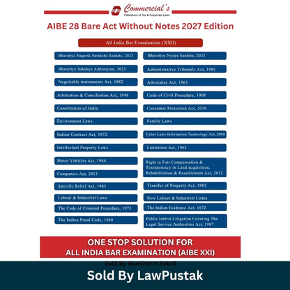 Commercials AIBE 28 Bare Act Without Notes 2027 Edition Set with Solved book Papers 