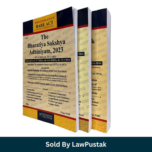 Whitesmanns Bare Act Set of 3 New Criminal Laws 2026 Edition Bharatiya Nyaya Sanhita BNS BNSS BSA Paperback India