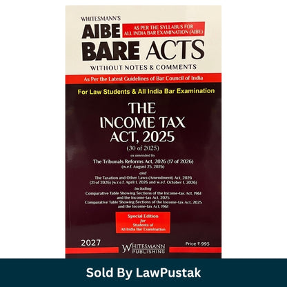 Whitesmanns AIBE Bare Act The Income Tax Act 2025 Front Cover Close-u