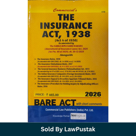 The Insurance Act, 1938 - Edition 2026 - Bare Act | Commercial Law Publishers (India) Pvt. Ltd.