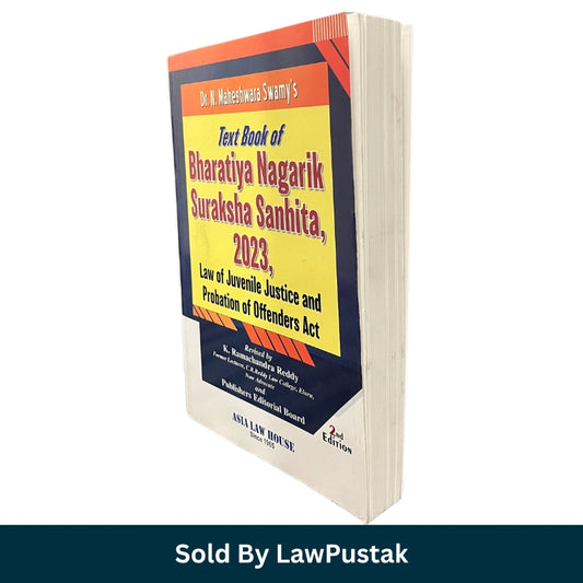 Book titled 'Text Book of Bharatiya Nagarik Suraksha Sanhita, 2023' by Asia Law House on a white background with branding and promotional text.