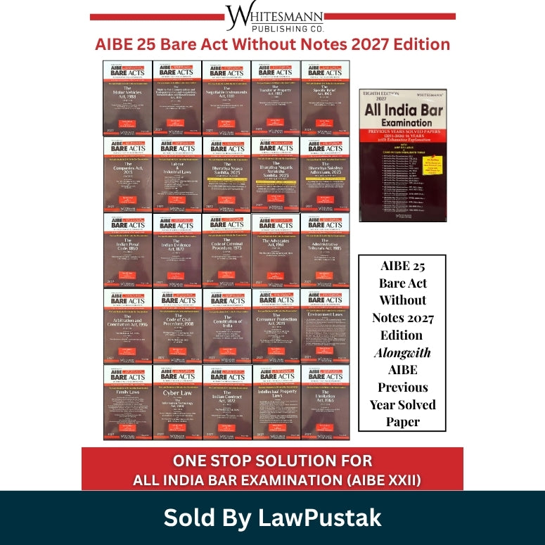 Whitesmanns AIBE 25 Bare Act Without Notes 2027 Edition Set with Solved Papers DisplaY