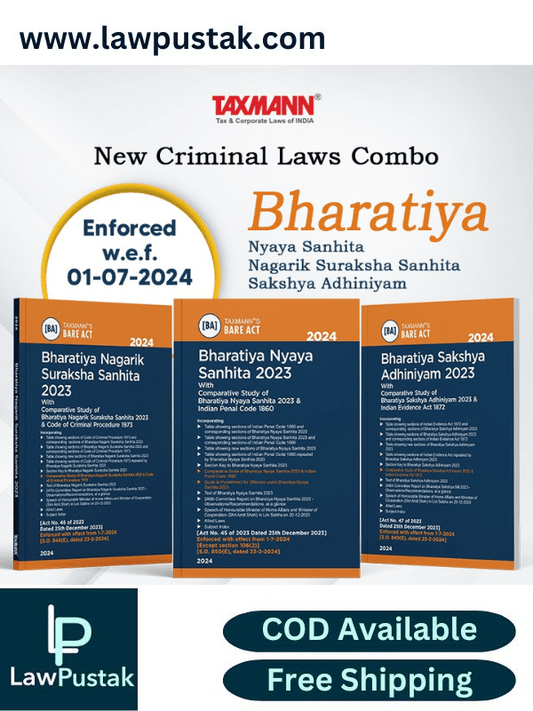 New Criminal Laws Combo – Bharatiya Nyaya Sanhita (BNS) | Bharatiya Nagarik Suraksha Sanhita (BNSS) | Bharatiya Sakshya Adhiniyam (BSA) | Set of 3 Books-Taxmann