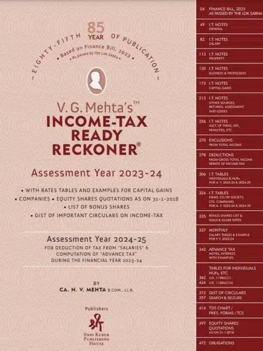 VG MEHTA’S Income Tax Ready Reckoner by NV Mehta, Shri kuber Publishing house (Assessment Year 2023-2024)