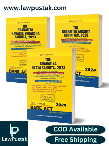 The Bhartiya Nagrik Suraksha Sanhita, 2023 | The Bhartiya Sakshya Adhiniyam, 2023 | The Bhartiya Nyaya Sanhita, 2023 Edition 2024-Commercial