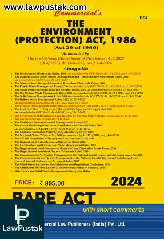 Commercial's The Environment Protection Act, 1986| Bare Act with short Comments | Edition 2025