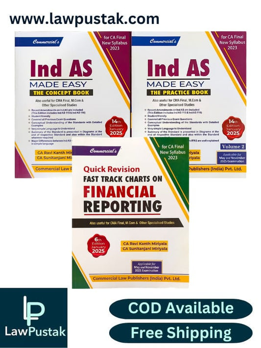 Combo For CA Final New Syllabus Ind As Made Easy Vols.1 & 2 The Practice Book and Quick Revision Fast Track Charts on Financial Reporting By CA. Ravi Kanth Miriyala & CA Sunitanjani Miriyala