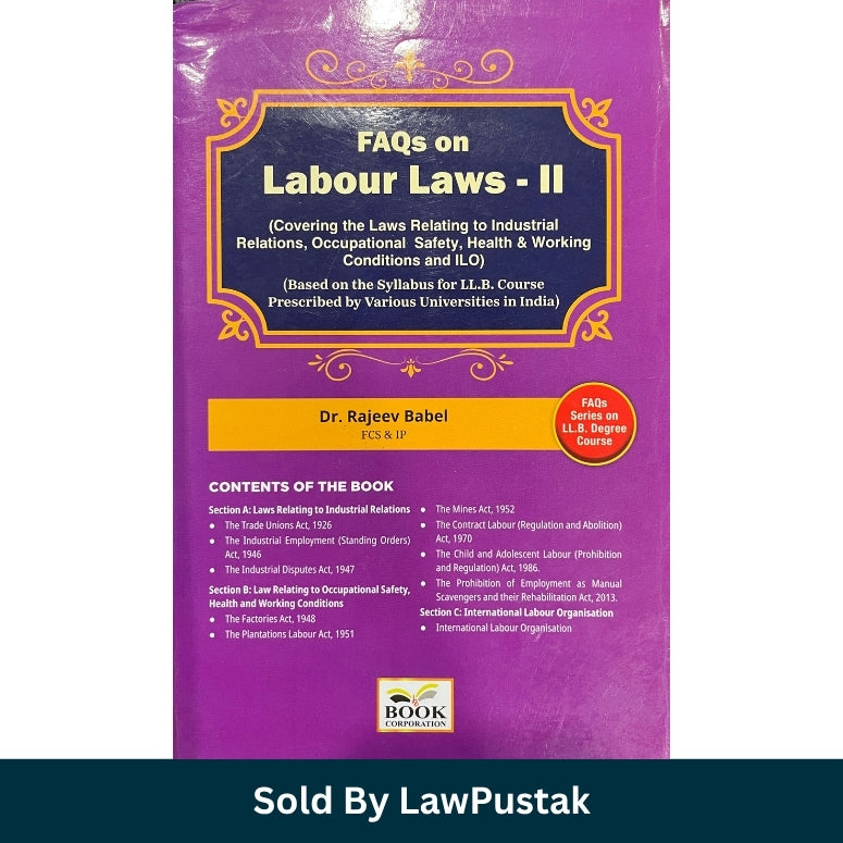 FAQs on Labour Laws II by Dr Rajeev Babel Book Corporation 2025-26 LawPustak front cover and spine view