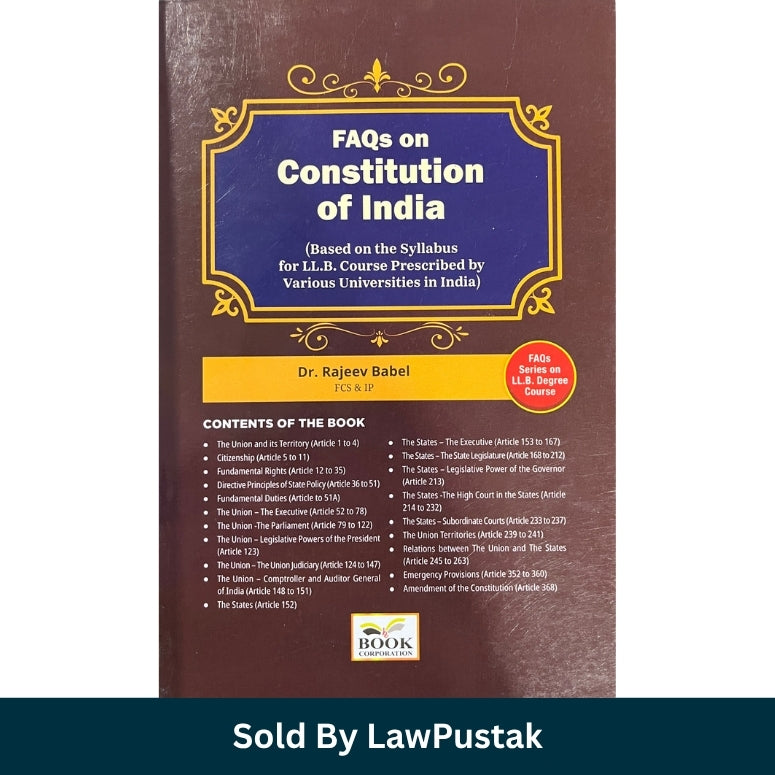 FAQs on Constitution of India Dr Rajeev Babel Book Corporation