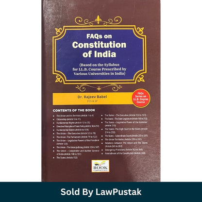 FAQs on Constitution of India Dr Rajeev Babel Book Corporation
