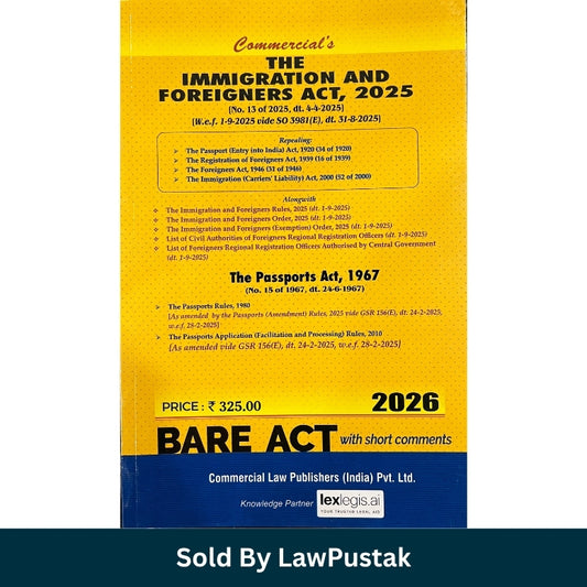 Commercials The Immigration and Foreigners Act 2025 Bare Act 2026 Front Cover