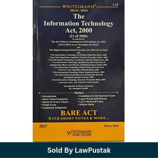 Whitesmanns The Information Technology Act 2000 Bare Act 2027 Edition Anoopam Modak   