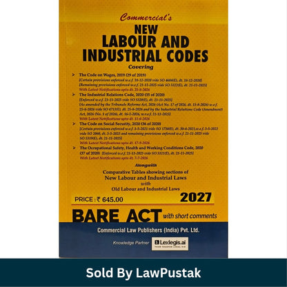 Commercials New Labour and Industrial Codes Bare Act 2027 Edition Commercial Law Publishers