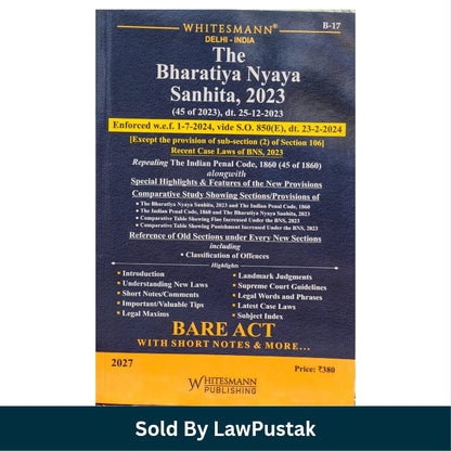 Whitesmanns The Bharatiya Nyaya Sanhita 2023 Bare Act 2027 Edition B17